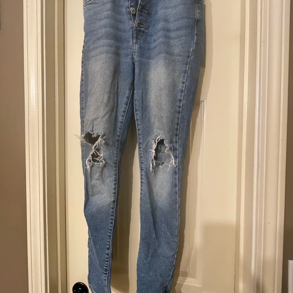 Distressed Blue Denim Jeans